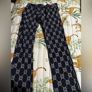 Gucci Navy Blue GG Monogram Pants